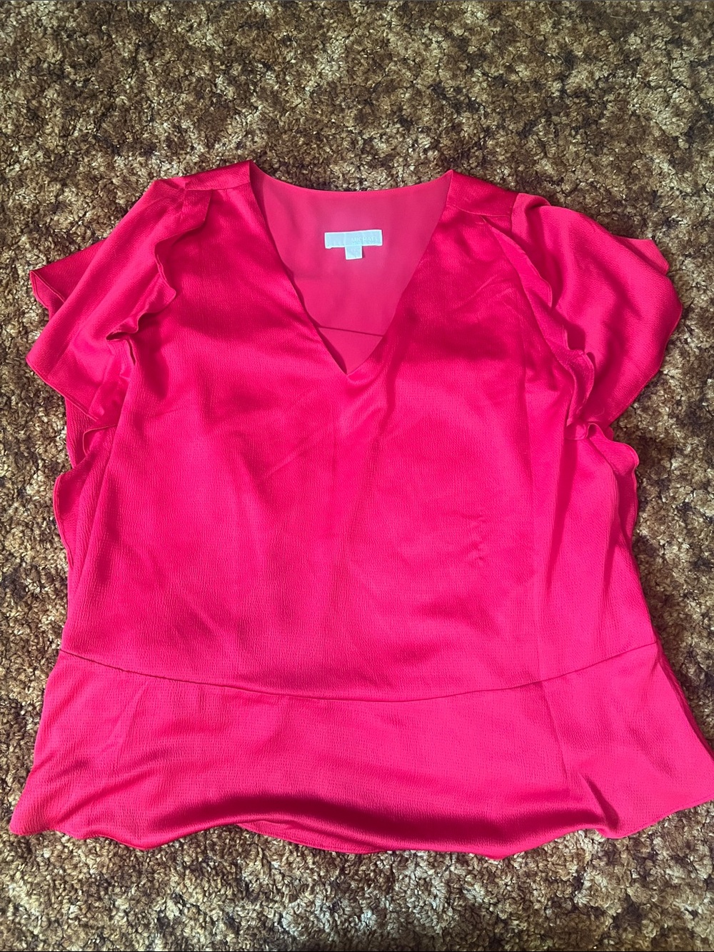 Women's V-Neck Flutter Sleeve Top - red